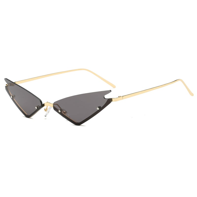 Armear Small Cateye Sunglasses Futuristic Rimless Mirrored Lens Black 63mm - Image 5